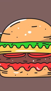 Animation of tomatoes and hamburger icons over gray background