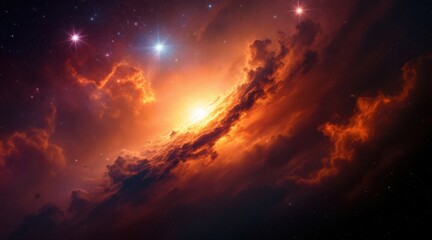 Vibrant cosmic nebula with bright star formation