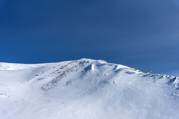 Winter landscape of the Caucasus Mountains in Gudauri, Georgia.