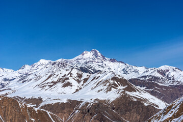Winter landscape of the Caucasus Mountains in Gudauri, Georgia.