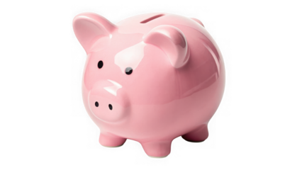 A simple pink piggy bank, isolated on transparent background