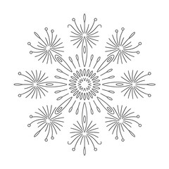 Obraz premium Elegant Abstract Radial Symmetry Line Art Icon. Stylized Floral Burst or Geometric Starburst Outline on White Background.