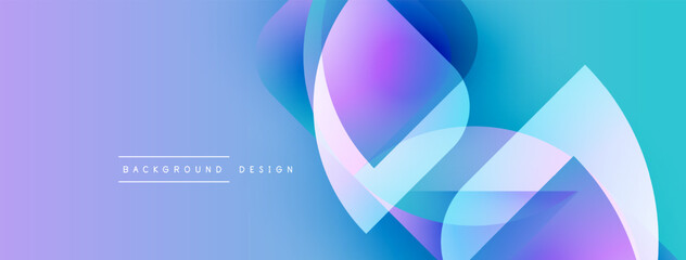 Abstract flowing shapes, vibrant purple, blue gradients. Modern design element, smooth curves, dynamic composition. Background texture visible.