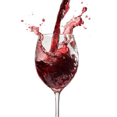 Red Wine Being Poured Into Isolated Glass Against White Background