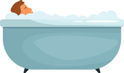 Man taking a relaxing bath with foam, enjoying a home spa treatment