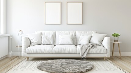 Modern White Sofa in Minimalist Living Room with Neutral Decor