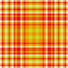 Linear textile background seamless, rag vector fabric check. Pop pattern plaid tartan texture in red and bright colors.