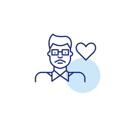 Indian man and heart. Customer support, remote user care. Inclusivity in forums or digital world. Pixel perfect, editable stroke vector icon