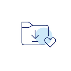 Download file folder and heart. Add data to favorites, care and protection. Pixel perfect, editable stroke vector icon