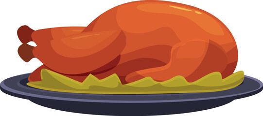 Whole roasted chicken served on a platter, garnished with lettuce, perfect for festive meals and celebrations