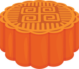 Traditional mooncake with decorative symbols, celebrating mid autumn festival