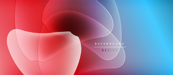 Abstract fluid shapes blend vibrant red, purple, blue hues. Modern design suggests movement, energy, dynamic composition. Background features text elements.