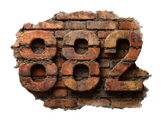Brick wall unique number display urban digital design isolated on transparent background