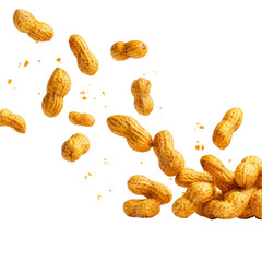 Peanuts falling in air kitchen food bright isolated on transparent background