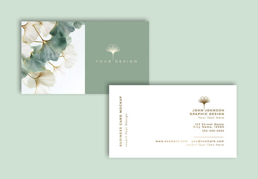 Green And Gold Modern Business Cards Layout