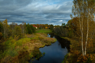 The Pedele River in Valka in autumn colors