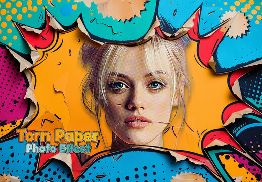Creative Ripped Paper Explosion Photo Effect Mockup