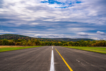 Autumn Landscapes with Runway, Trees and Clouds