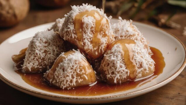 Getuk Lindri - A Traditional Indonesian Dessert with Coconut and Palm Sugar.