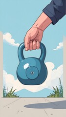Hand holding kettlebell outdoors (1)