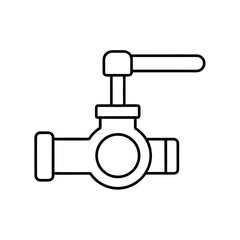 Outline drawing of a valve with a handle on top on transparent background