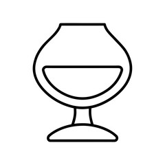 Outline drawing of a glass with liquid inside it on transparent background