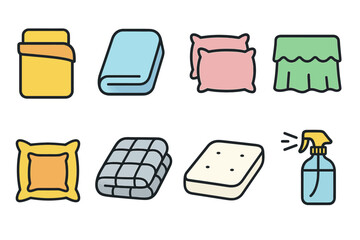 Colored home bedding essentials: pillows, sheets, blanket, and more