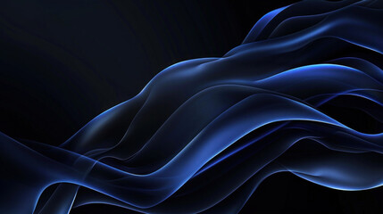 Obraz premium Abstract black background with cobalt blue wave as wallpaper background illustration 