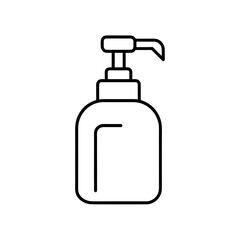 Outline drawing of a lotion dispenser on white page on transparent background