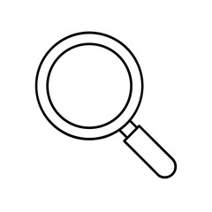 Simple line drawing of a magnifying glass object on transparent background