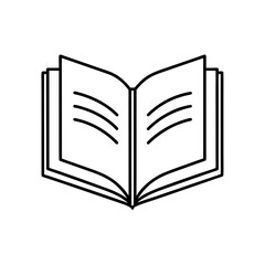 Open book with lines on pages in black and white art on transparent background