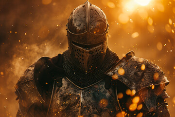 A brave knight in shining armor fearlessly battling in a heroic fight for justice and honor  