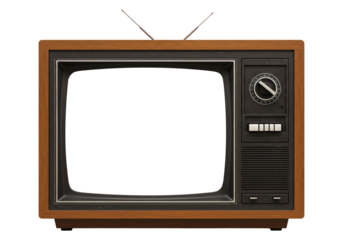 Old Technology TV with Blank Screen Mockup Isolated on Transparent PNG Background.