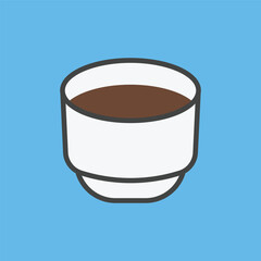 coffee cup on saucer vector, flat style white ceramic coffee illustration, cafe drink with plate