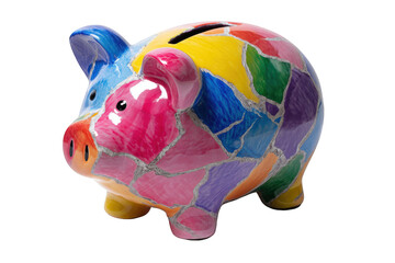 Vibrant multicolored ceramic piggy bank
