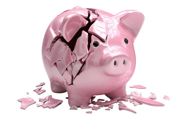 Broken pink piggy bank