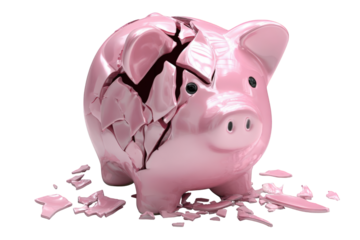 Broken pink piggy bank