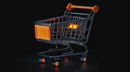 A miniature shopping cart symbolizes consumerism and impulse buys waiting for its retail mission in a studio shot with