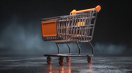 An empty shopping cart stands ready for deals reflecting the hopeful anticipation of a shopper illuminated by studio