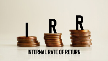 IRR internal rate of return is shown using the text as financial concept