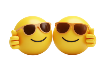 Two smiley faces wearing sunglasses and giving thumbs up