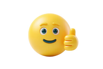 Fototapeta premium Smiling emoji with thumbs up. 3D rendered