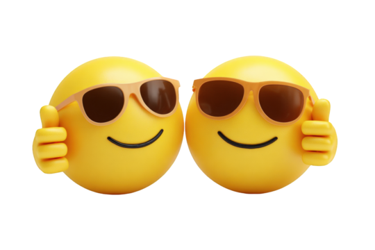 Two smiley faces wearing sunglasses and giving thumbs up