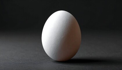 Isolated, pristine, white egg against a contrasting dark gray background
