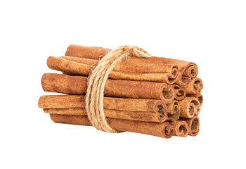 Cinnamon sticks isolated on white background photo