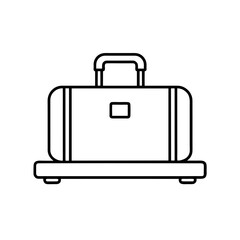 Outline drawing of a suitcase on a luggage carrier on transparent background