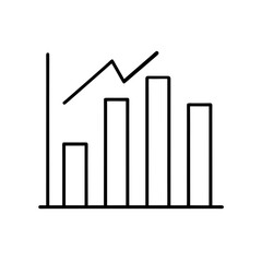 Line graph with bar chart showing upward trend line on transparent background