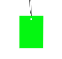 green blank price tag with string isolated on white background