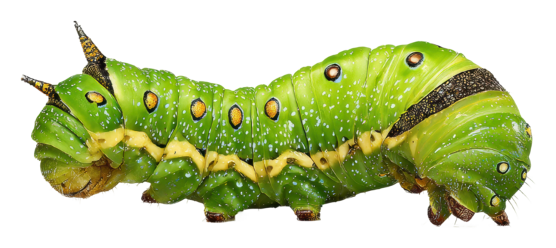 Caterpillar transformation process nature wildlife isolated on transparent background