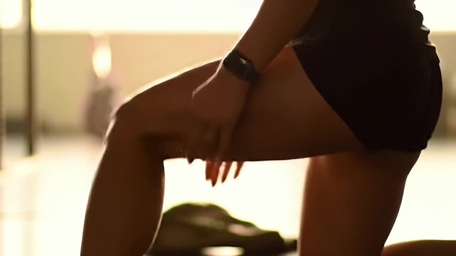 Female stretching legs.